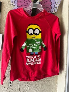 Kids' Red Minion Holiday Sweatshirt Top. With Dispicable Me